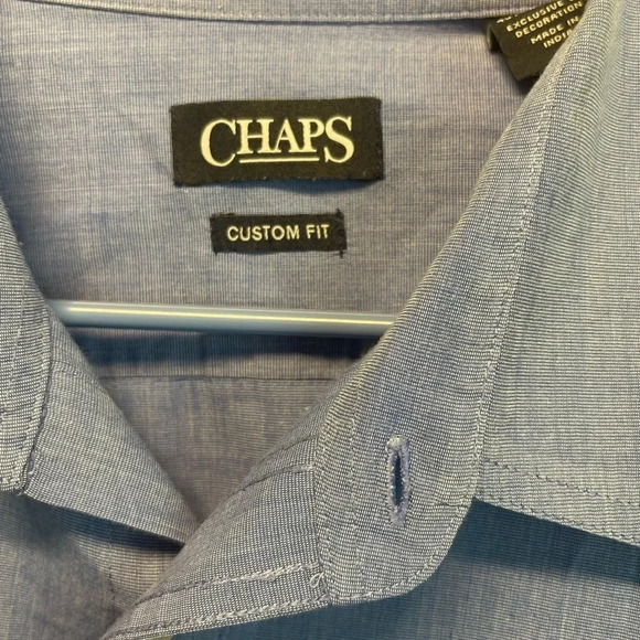 Chaps Mens custom fit size xxl long sleeve button up blue Oxford - Picture 5 of 5